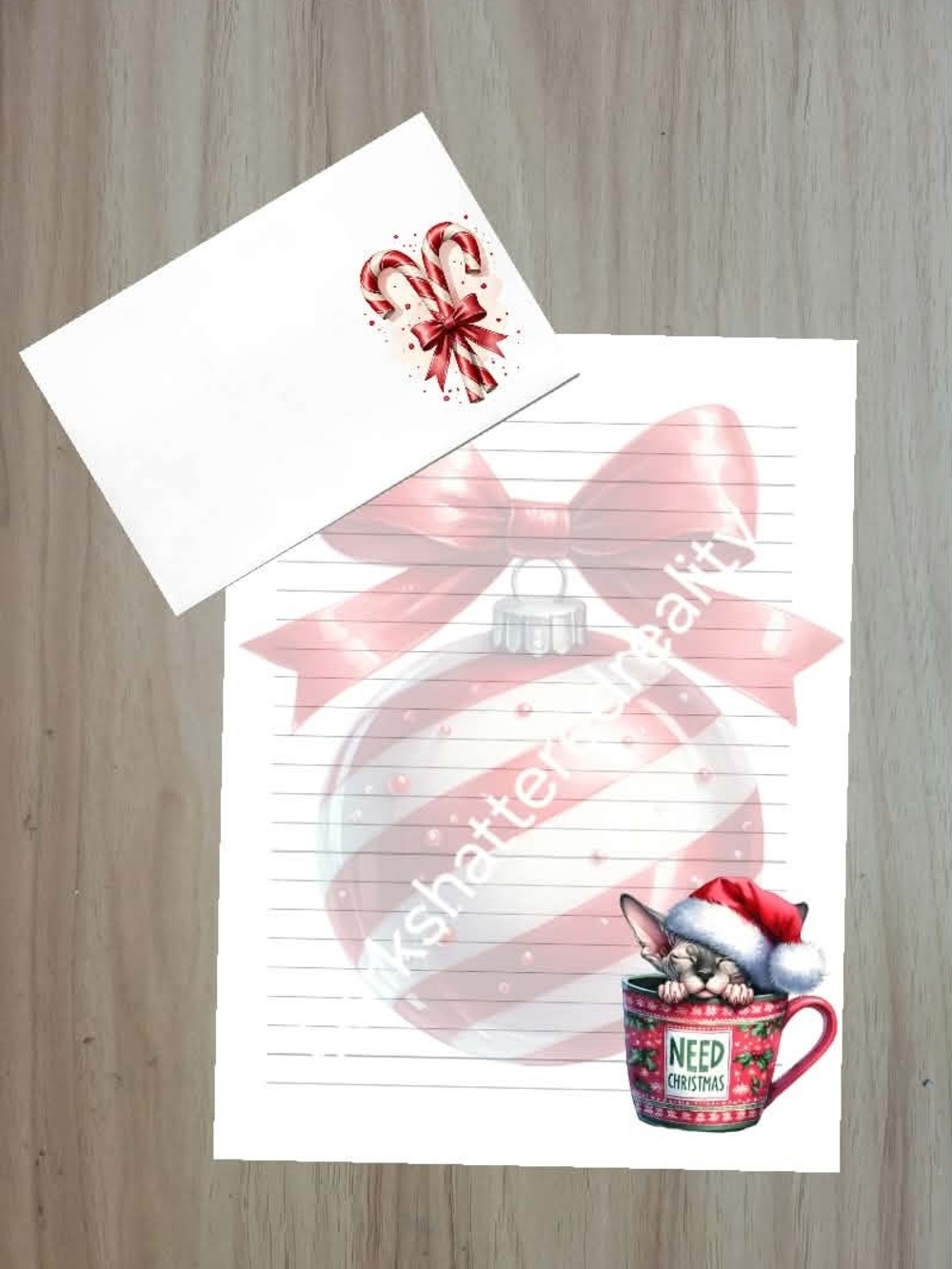 🖤NEW🖤 24pc Christmas Cat Mug Stationery Set
